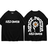 Singer Junior H Sad Boys Flower Graphic T Shirts High Quality Fashion Oversized T-shirt Men Women Casual Pure Cotton T-shirts XS juoda