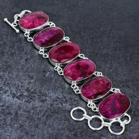 Kashmir Red Ruby(Simulated) Gemstone Handmade 925 Sterling Silver Bracelet 7-8  l8m35