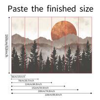 Sunset Forest Mountain Bedroom Living Room Home Background Wall Landscaping Decorative Wall Stickers 38*160CM*6PCS/fun-L036 gray