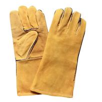 Gato Cowhide Cycling Gloves Gardening Labor Protection Gloves Golden Cowhide Wear-Resistant Garden Gloves Stab-Proof Golden brown 14 inch B grade orange