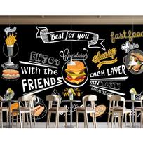 Burger Mural Hamburg Fast Food Wallpaper Industrial Decoration Restaurant Snack Bar Background Wall Paper 200 cm(W) x 140 cm(H) gray