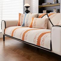 Anti Slip Dust Prevent Cat Scratching Sofa Cover Color Striped Sofa Mat Four Seasonal Universal Gradient Chenille Sofa Cushion 70x70cm 1pcs