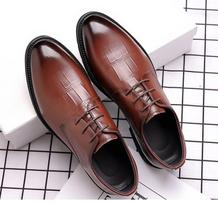 fashion Men's Almond Toe Derby Shoes, Lace-up Front Dress Shoes For Men Office Business Formal, Black Tie Optional Events 38 tamsiai ruda spalva