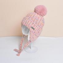 Winter Korean version hairball color wool hat cold protection ear protection knitted hat plush thermal pullover hat children rožinė