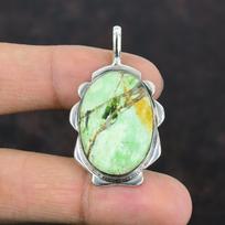 Australijos chromo chalcedono pakabukas Natūralaus akmens pakabukas 925 svarų sterlingų sidabro pakabukas Rankų darbo pakabukas Dovanos mamai Dizainerio papuošalai beige
