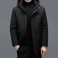 Vyriška pūkinė striukė vidutinio ilgio, vyriška kasdieninė, pašiltinta, su nuimamu pamušalu, žieminė nauja striukė vidutinio amžiaus vyrams XL black