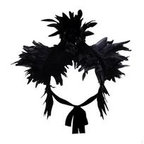 Feather Cape Adornment for Women's Festive Attire juoda