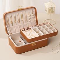 Double Jewelry Organizer Necklace, Earring, Ring, Jewelry Desktop Organizer High-grade Treasure Chest 25*17*8.5cm ruda