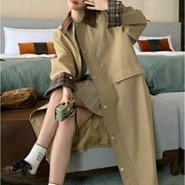 Hepburn style new windbreaker jacket is popular this year, new style British casual fashion long coat for small people 2XL gray