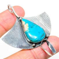 Natural Sleeping Turquoise Gemstone 925 Sterling Silver Pendant 2.64  v3S45