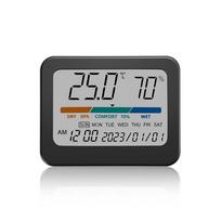Spalvotas didelio ekrano temperatūros ir drėgmės matuoklis su kalendoriumi, temperatūros jutiklis, buitinis Thermometer Hygrometer gray