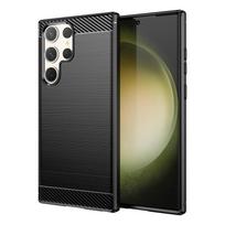 Dėklas Samsung Galaxy S23 Ultra Dėklas Samsung S23 Ultra S23Plus Silikoninis Anglies Pluošto Nugarėlės Dėklas Samsung S23 Ultra Dėklas For Samsung S23Ultra juoda