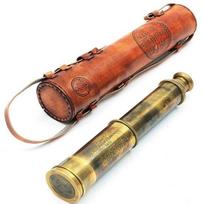 Žalvarinis teleskopas East India Company 1818 Tracker Spyglass Scope 81,28 cm didelio suvenyro kopija su odiniu dėklu geriausia dovana brown