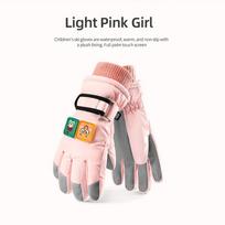 Children Winter Ski Gloves Warm Waterproof Thicken Mittens Anti Slip Windproof for Boys Girls Outdoor Sport Kids Skiing Gloves S