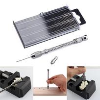 New 21 Pcs Mini Micro-Drill Bits Set & Aluminum Hand Drill & Case For Hobby sidabras