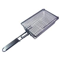 Nelipnus grilio krepšelis su dangčiu Metalinis kepsninės krepšelis su sulankstomu nuimamu mediniu