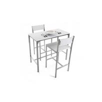 Ensemble de table à manger - VERSA - Helena - 3 pièces - Bois et métal - Blanc