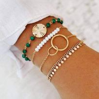 Apyrankių rinkinys - SHOP-STORY - MILEY - Patvarus lydinys - 4 apyrankės - Bohemiškas šikas auksas