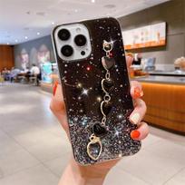 Meilės Širdelės Apyrankė Blizgučių Dėklas iPhone 15 11 12 13 14 Pro Max Mini 7 8 Plus X Xr Xs 15pro 14plus Apyrankė Silikoninis Dangtelis For iPhone 15