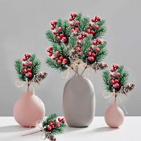 Christmas Decoration Red Stems Branches Christmas Berries Decor Artificial  Cones Branch Craft Wreath Pick One Size raudona