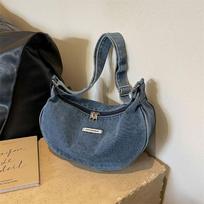 Fashion Denim Crossbody Bag Women‘s  New Simple All-Matching Shoulder Bag Large Capacity Zipper Texture Underarm Bag black