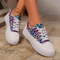 fashion New Tide Flats Leopard Women Shoes Platform Lace-up Sport Shoes Fashion Cozy Autumn Casual Shoes Designer Walking 36 balta
