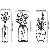 3pc/set Metal Flower Wall Decor Minimalist Black Tulip Wire Iron Art, Floral Wall Sculpture for Kitchen and Bathroom juoda