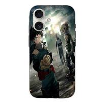 Coque Iphone 16 Plus izuku Midoriya, shoto Todoroki, Bakugo Katsuki, war, one for all juoda