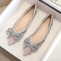 Fashion Ballet Flats Shoes for Women Fashion Rhinestones Bow Flat Footware Female Plus Size Moccasin Boat Shoes Chaussure Femme 34 abrikosas