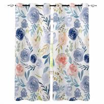 Abstract Watercolor Flowers Plants Blackout Curtains For Living Room Bedroom Printed Window Treatment Drapes Home Decor W135 x H60cm white