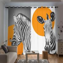 Northern Europe Living Room High Shading Curtains Orange Black Zebra Light Luxury Modern Simple Bedroom Curtains Light Color W55 X H120cm X 2&HOOK