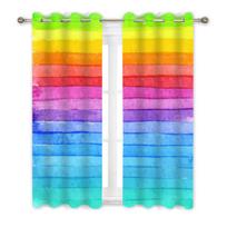 Colorful Rainbow Bedroom Curtains Home Blackout Curtains for Girls Room Decor Window Drapes for Nursery Daughter Room Set of 2 W55 X H120cm X 2&Grommet Top beige