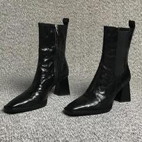 Madingi aukštakulniai ankle boots moterims Batai Smailus pirštas 2024 m. Tendencija Batai Madingi Chelsea batai Pigūs batai Išpardavimas 37 ruda