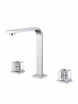 New Arrival Basin faucet Bathroom Widespread Gold Finished Crystal Handle Sink faucet sink tap  Brass Sink Mixer white