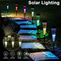 4/6Pcs LED Solar Garden Lights 2 Lighting Modes RGB/Warm/ White Waterproof Garden Lamp for Landscape Lawn Christmas Decoration White+Color Light-4PC blue