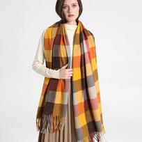 Prabangus languotas šalikas Žieminis šiltas kašmyro moteriškas ilgas bandana pašmina foulard moteriški šalikai kutuotas šalis ir apgaubai dizainas beige