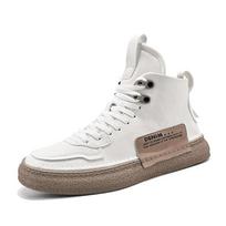 Madingi vyriški aukštakulniai ankle boots Patogūs vyriški laisvalaikio kedai Pavasario rudens mados odiniai batai Rankų darbo riedlenčių batai Vyriški vulkanizuoti batai 39 abrikosas