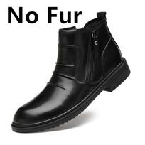 Fashion Warm Fur Snow Chelsea Boots Male Luxury Brand Comfortable Boots Man High Quality Winter Plush Men Genuine Leather Casual Shoes 47 black
