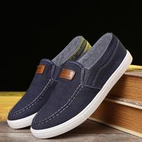 Fashion Summer Cowboy Fashion Mens Casual Shoes Low-top Slip on Men's Loafers Denim Breathable Male Flat Canvas Shoes 7 tamsiai mėlyna spalva