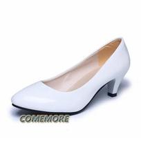Fashion Shoes Ladies Pumps Elegant Medium Heels Nude Sexy High Heels Red White Weeding Shoes Women Office Work White Party Spring Summer 35 balta