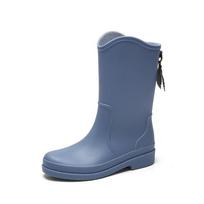 Fashion Slim Fit High Tube Outdoor Ladies Rain Boots New Fashion Anti-slip Waterproof Rain Boots Women Shoes Work Safety Water Boots 37 gray
