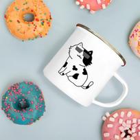 Handle Enamel Cup Cartoon Cat Mug Camping Coffee Beer Juice Tea Milk Mugs Festive Birthday Best Original and Fun Gifts 360ml white