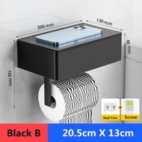 Wall Mount Toilet Paper Holder with Phone Shelf Aluminum Alloy Tissue Roll Storage Shelf Kitchen Bathroom Accessories