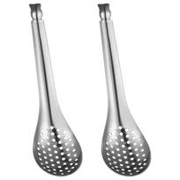 2 Pcs Stainless Steel Caviar Colander Strainer Spoon for Cooking Rustproof Fine Mesh for Quick Water Drainage for Home 17.00X4.00X0.50CM sidabras