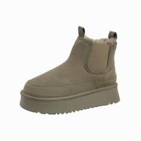 Fashion Winter Women Platform Ankle Boots Faux Fur Chelsea Woman Plush Warm Shoes Ladies Flat Heel Casual Elegant Snow Booties Loafers 40 juoda