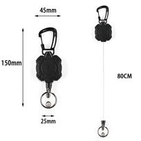 1Pc Anti-Theft Metal Easy-To-Pull Buckle Elastic Keychain Retractable Key Ring 1 black