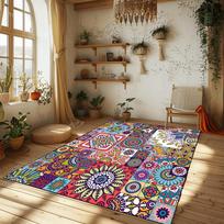 Bohemiški etniniai kilimai svetainei Naujo Maroko stiliaus miegamojo kilimėliai Nešiojamas kavos staliukas Kilimėlis Skalbiamas didelio ploto kilimas 60x90cm door mat brown