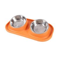Non-slip Silicone Base Pet Dog Cat Bowls Stainless Steel Feeding Feeder Water Bowl for Feeding Kitten Indoor Food Dish geltona