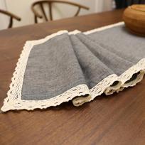 30x250CM Table Runner Burlap Lace Jute TV Cabinet Table Runners Rustic Hessian Imitation Linen Wedding Party Home Decoration pilka spalva