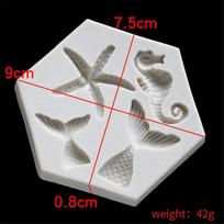 Mermaid Starfish Seahorse Shaped Silicone Mold DIY Fondant Cake Decorating Tool Epoxy Resin Glue Mold Kitchen Baking Accessories